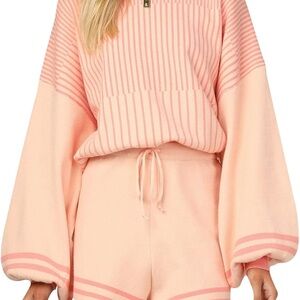Amazon Women's Pink Striped Lounge Set